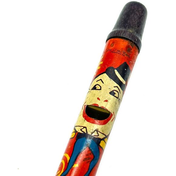 1930s Kirchhof Red Slide Whistle Tin Litho Humpty Dumpty Theme Noise Maker - Picture 3 of 13